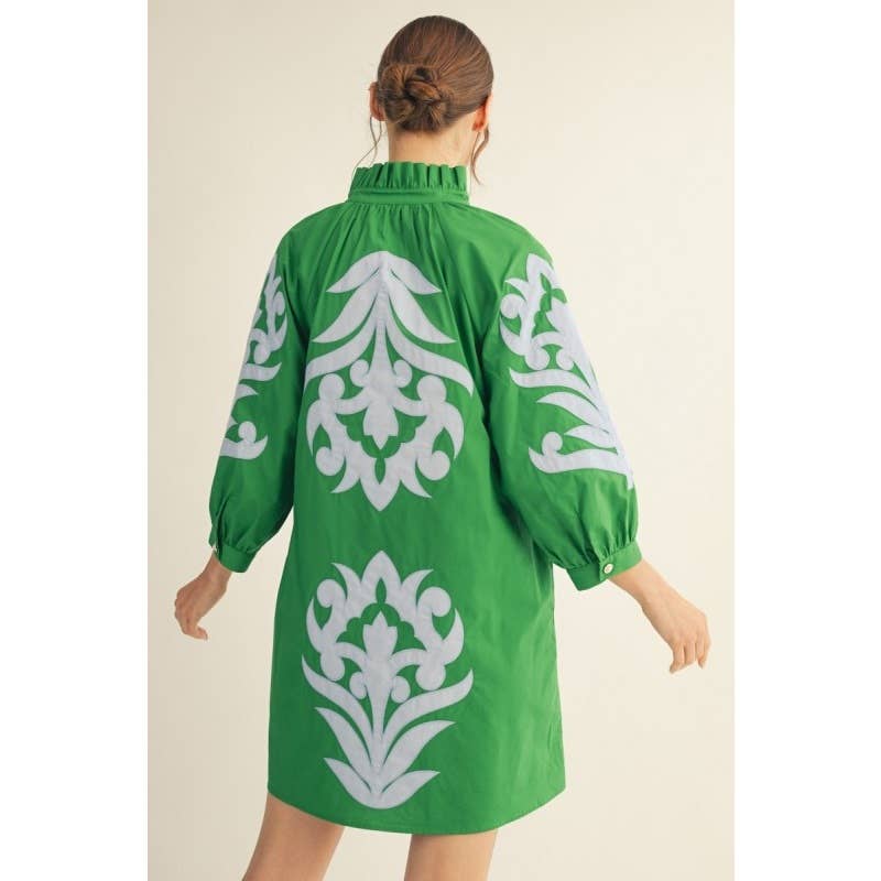 Floral applique shift dress