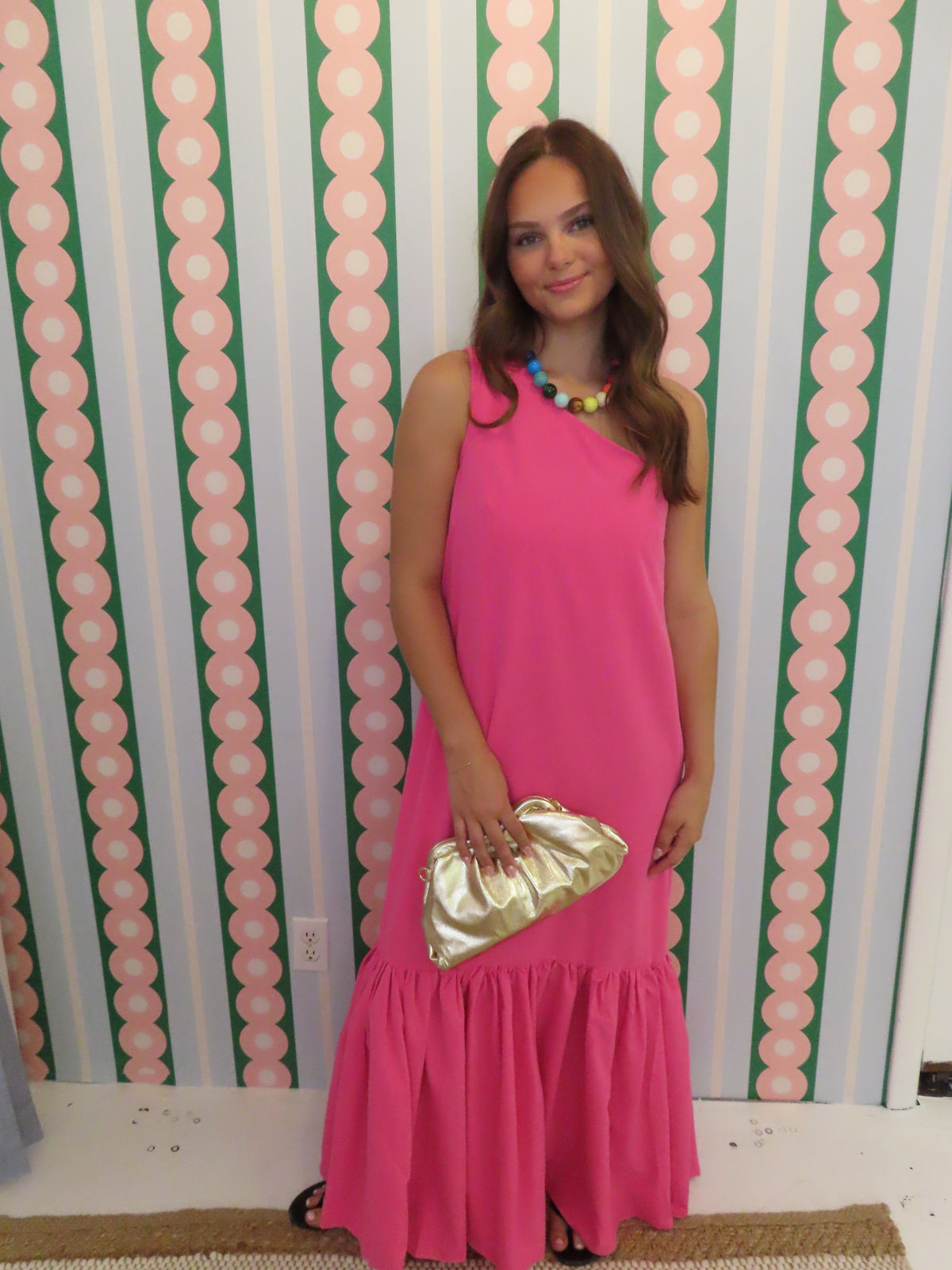 Ruffled Maxi Dress Asymmetrical One Shoulder