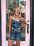 Navy and Green Plaid Athletic Set