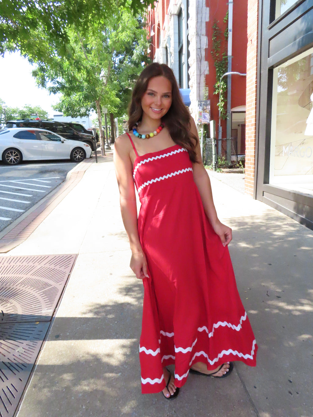 Red and White Rick Rack Dress