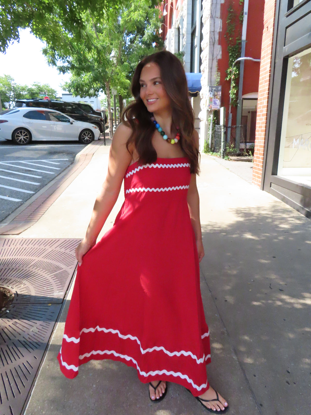 Red and White Rick Rack Dress