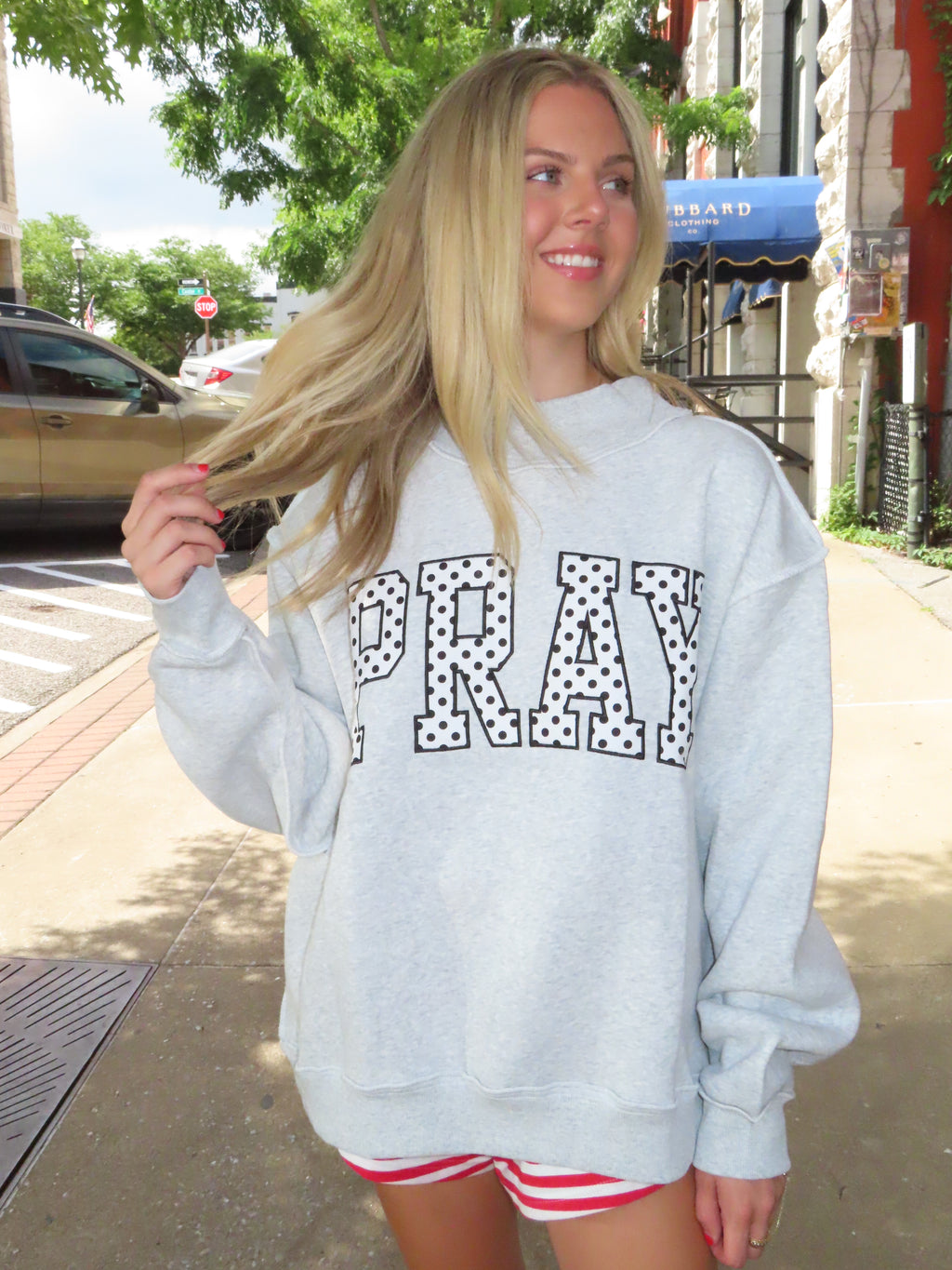Polka Dot Pray Mockneck Sweatshirt