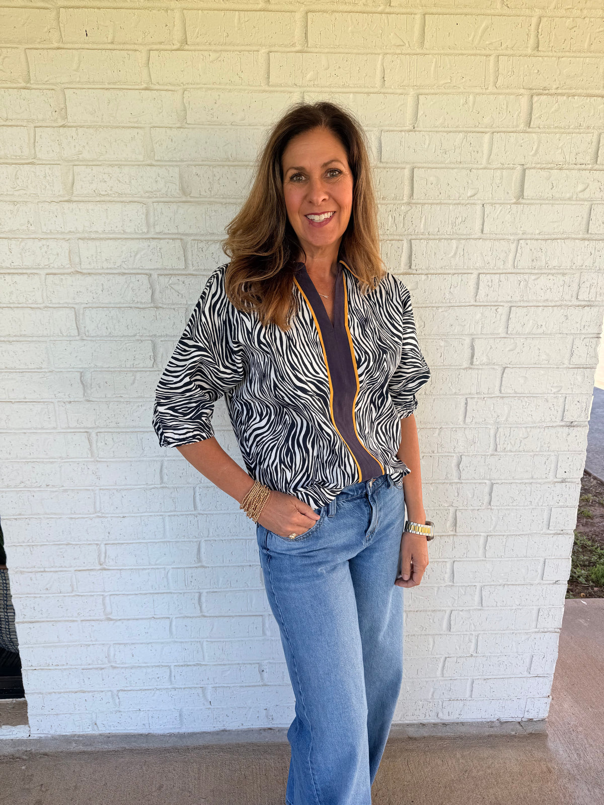 Navy Zebra Top