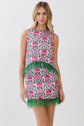 Feather & Flowers Sleevless Top
