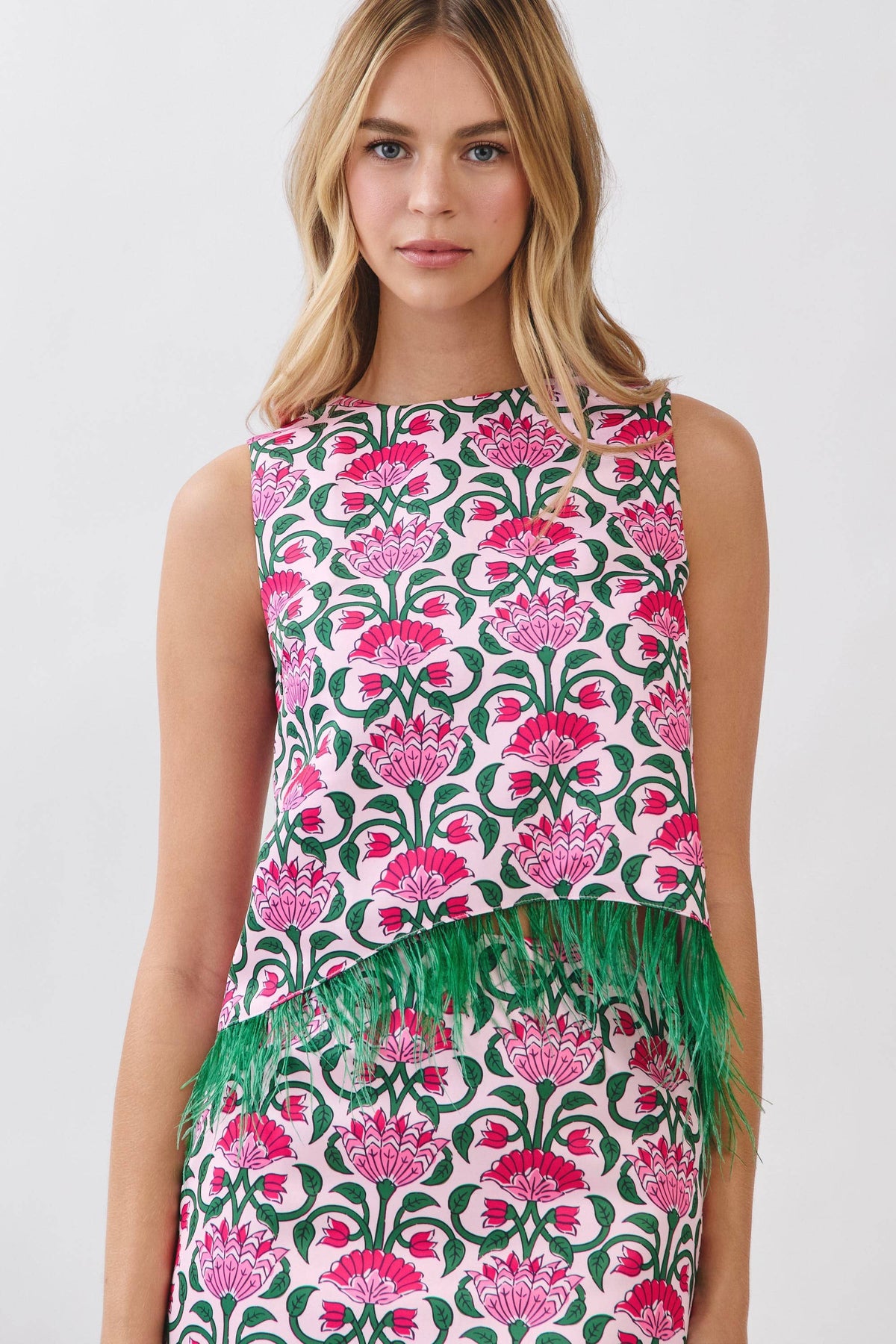 Feather & Flowers Sleevless Top