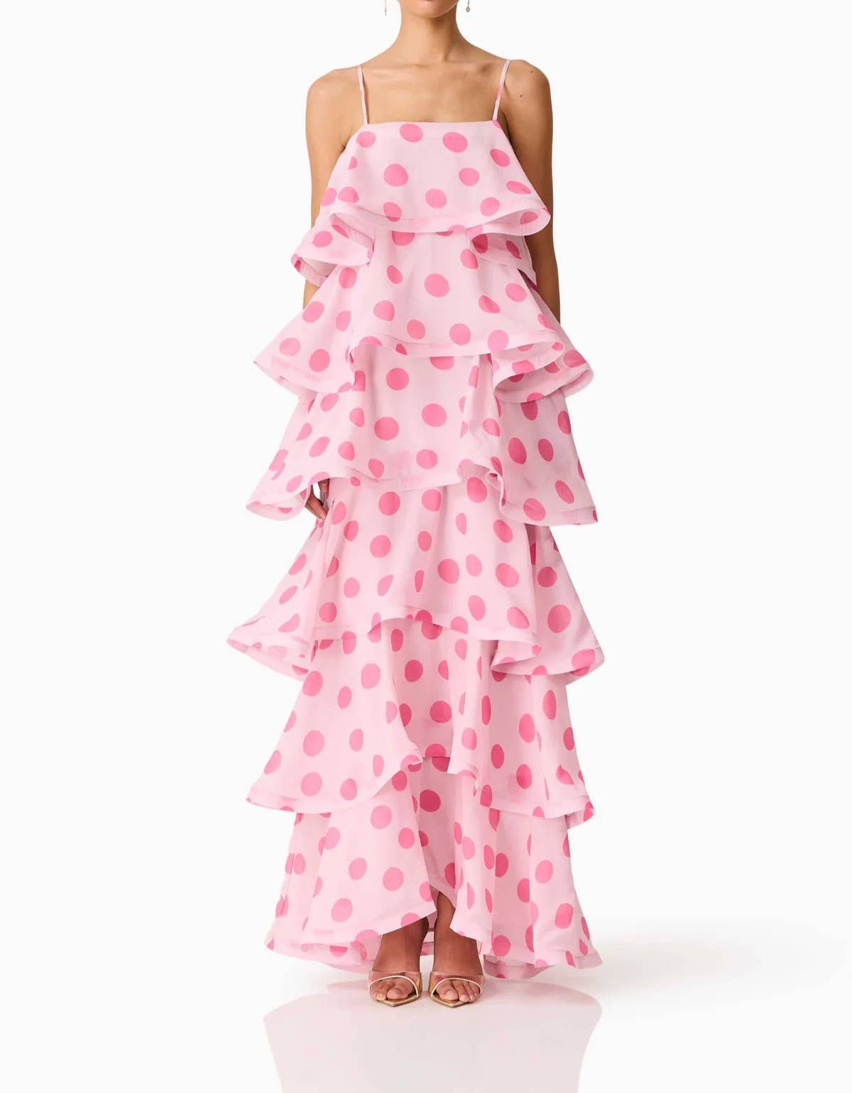 Polka Dot Print Multi-Layer Cake Fashion Cami Dress