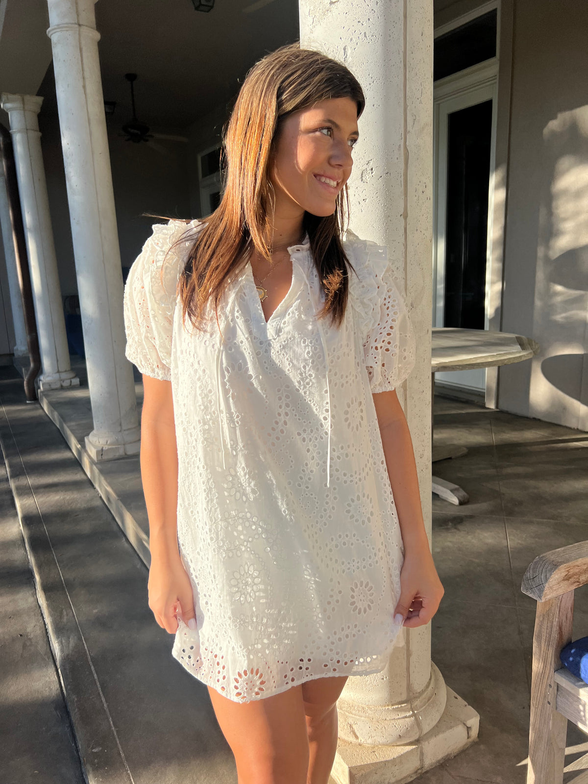 Mini White Eyelet Dress Buddy Love