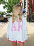 AR Red and White Stripe Grey Crewneck