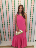Ruffled Maxi Dress Asymmetrical One Shoulder