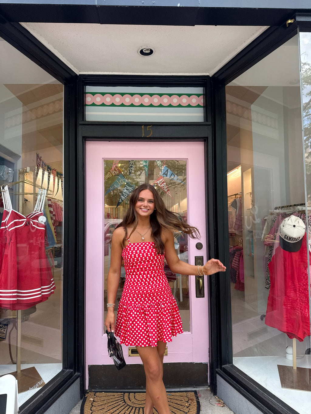 Polkadot Pleated Red Mini Dress