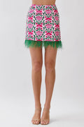 Feather & Flowers Mini Skirt
