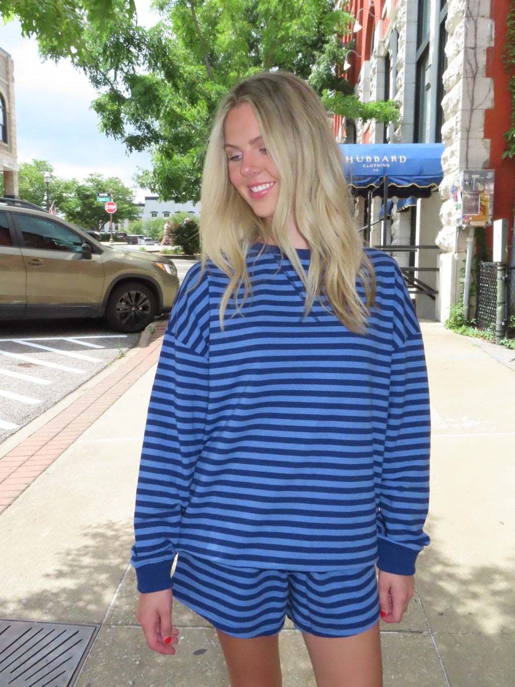 Navy Blue Stripe Shorts
