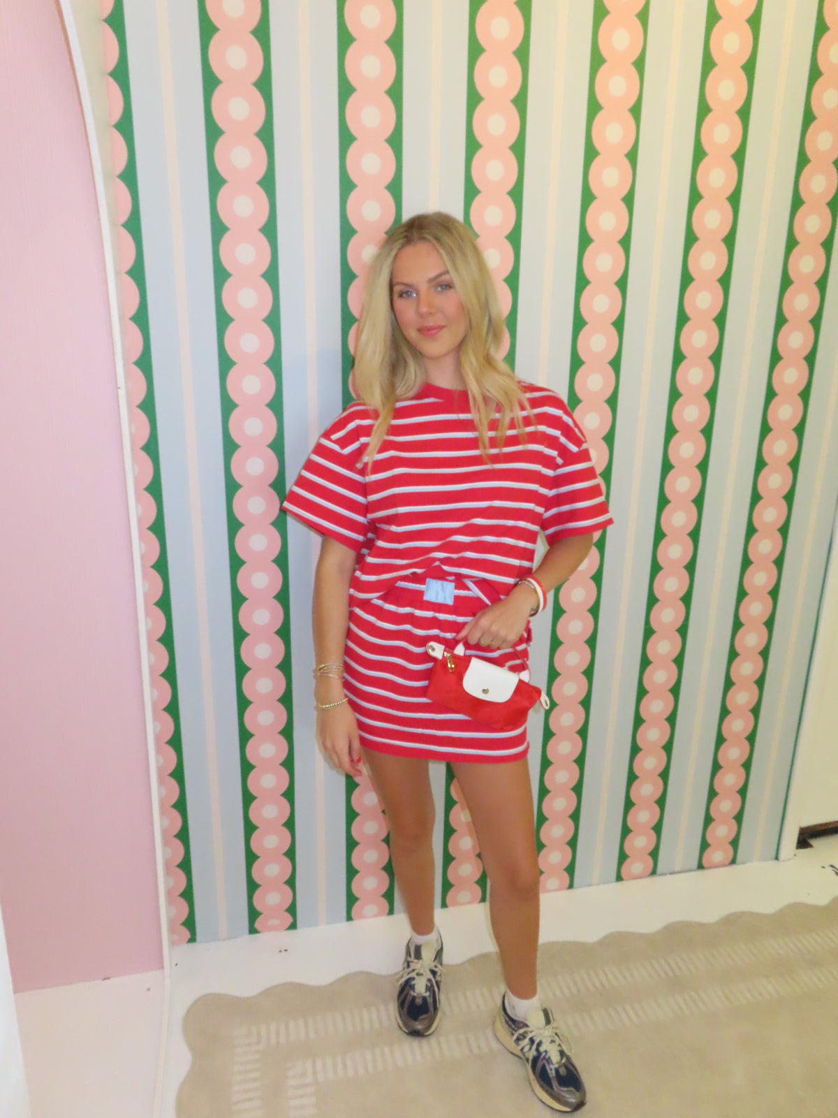 Red and Baby Blue Stripe Skirt
