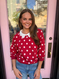 Lace Collar Polka Dot Top