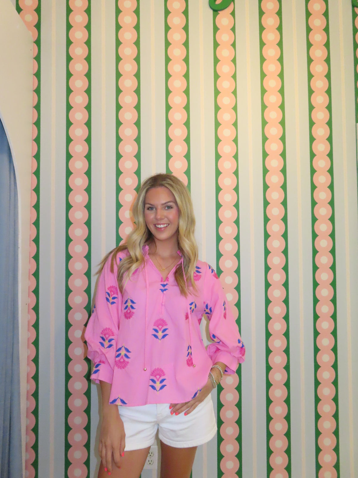Long Sleeve Pink Floral Top