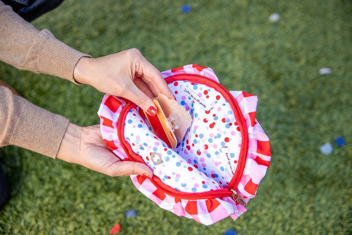 Picnic Perfect Gingham Ruffled Clutch