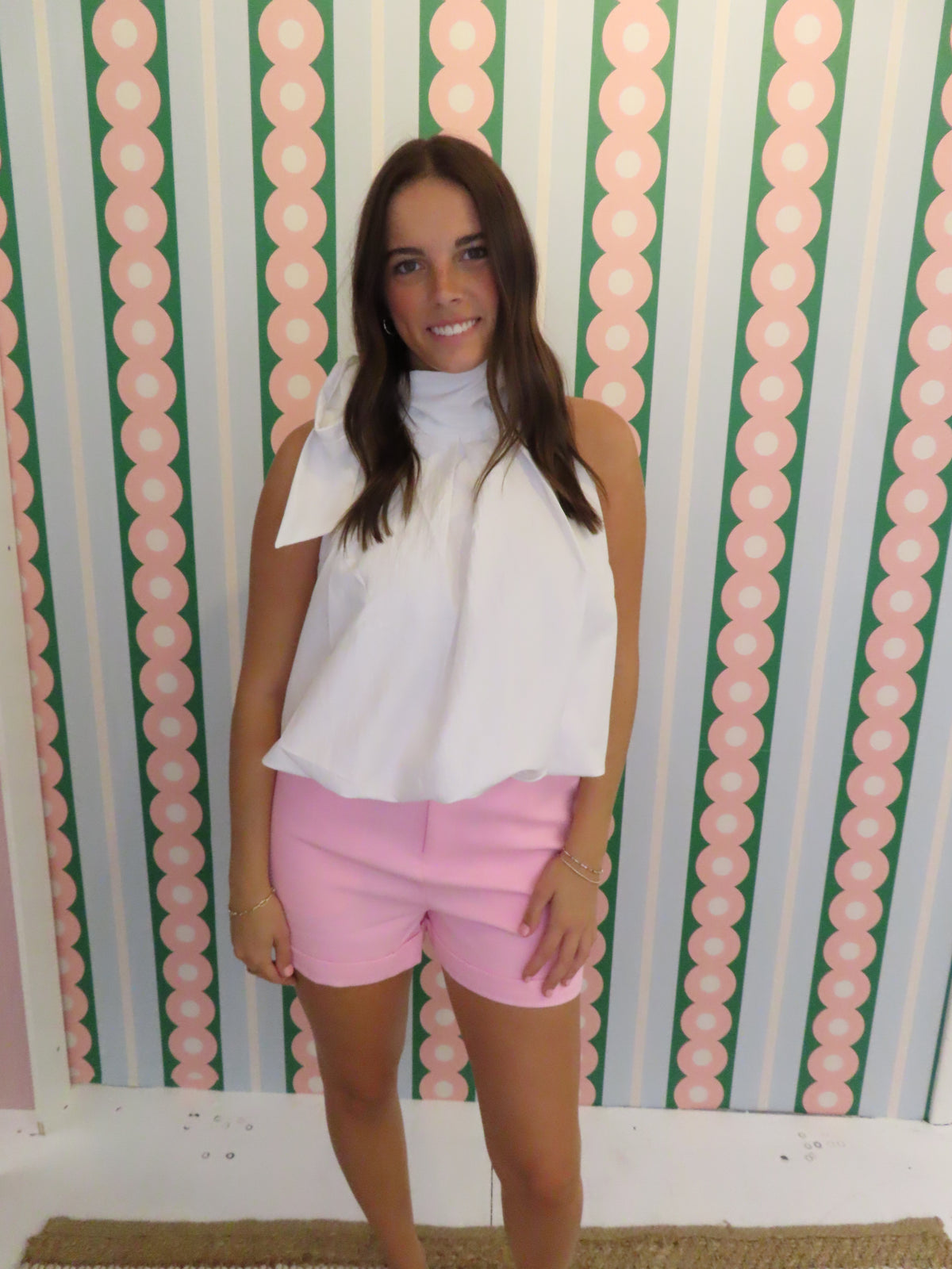 High Neck Tie Wrap Balloon Sleeveless Top