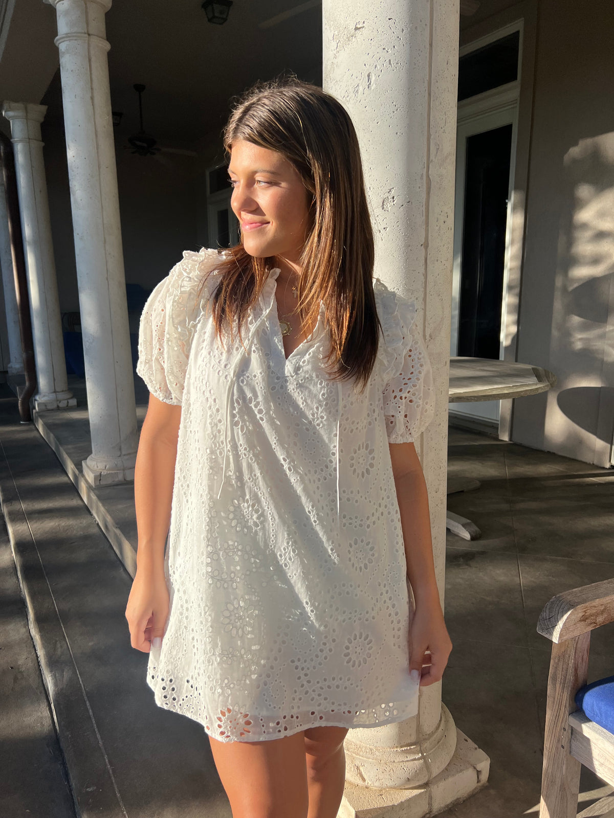 Mini White Eyelet Dress Buddy Love