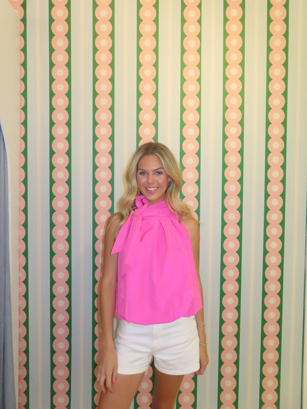 High Neck Tie Wrap Balloon Sleeveless Top