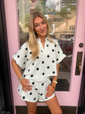 Black and Grey short sleeve polkadot set