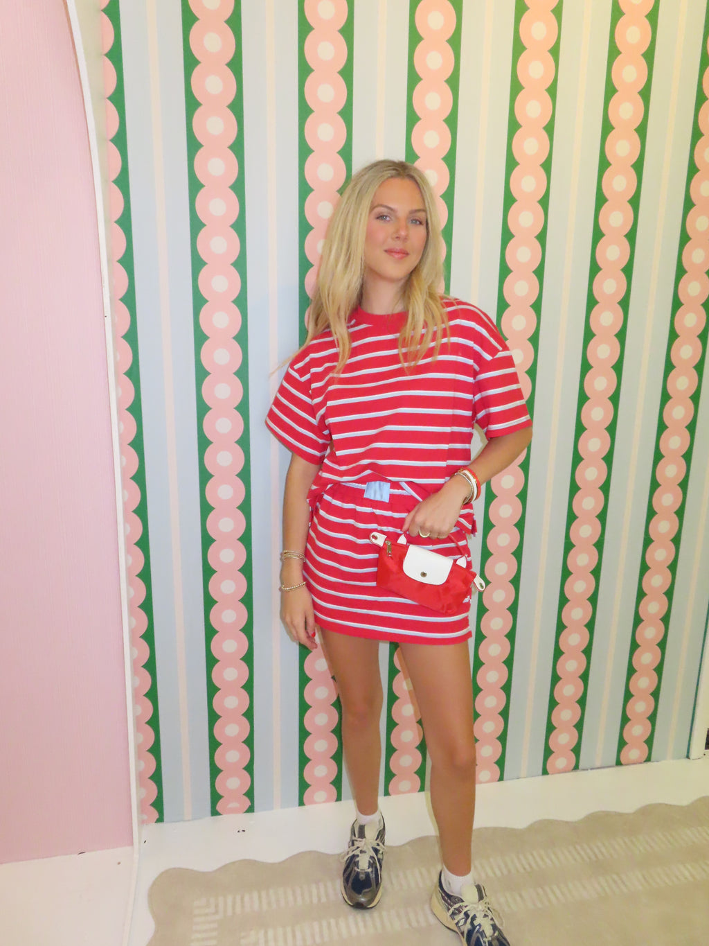 Red and Baby Blue Stripe Skirt