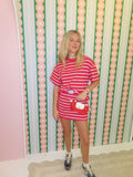 Red and Baby Blue Stripe Skirt