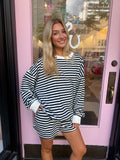 Navy / Ivory Striped Mockneck set