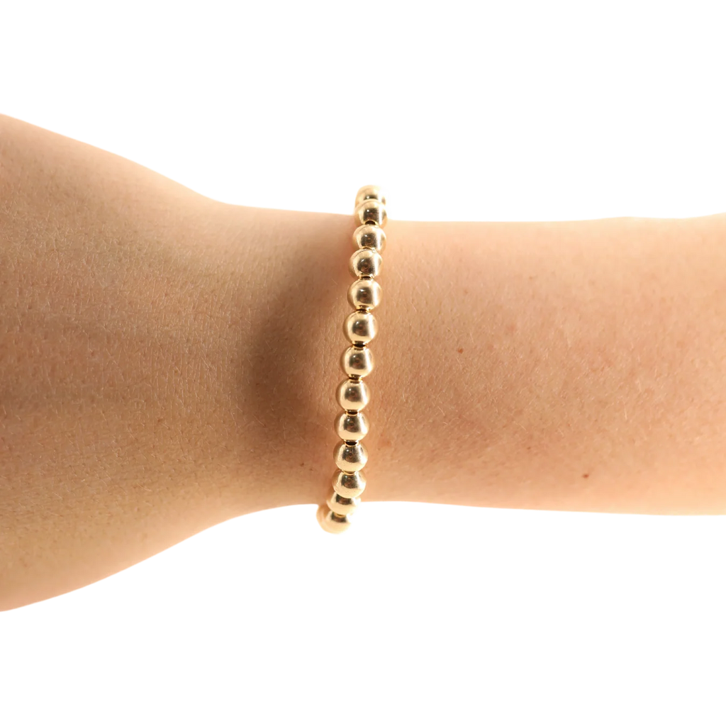 6MM Gold Beaded Bracelet - Beaded Blondes