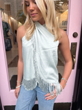 Halter Twist Fringe Top