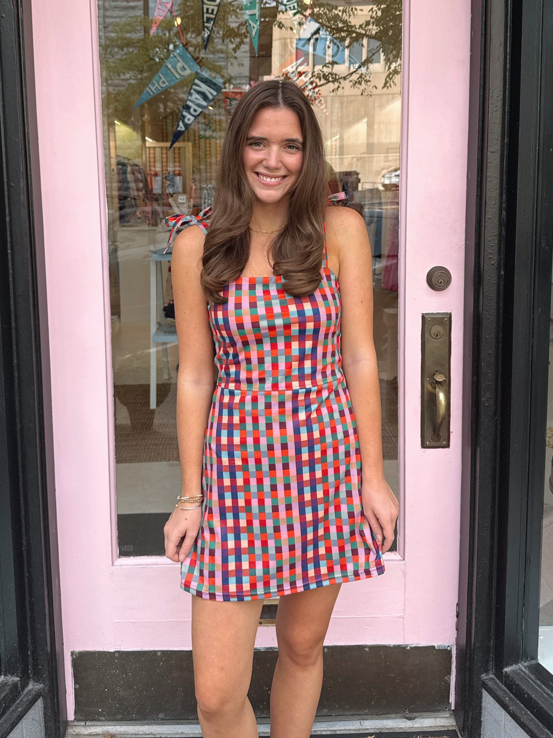Multi Colored Gingham Athletic Dress
