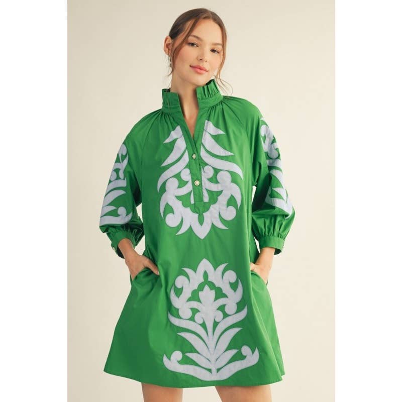 Floral applique shift dress