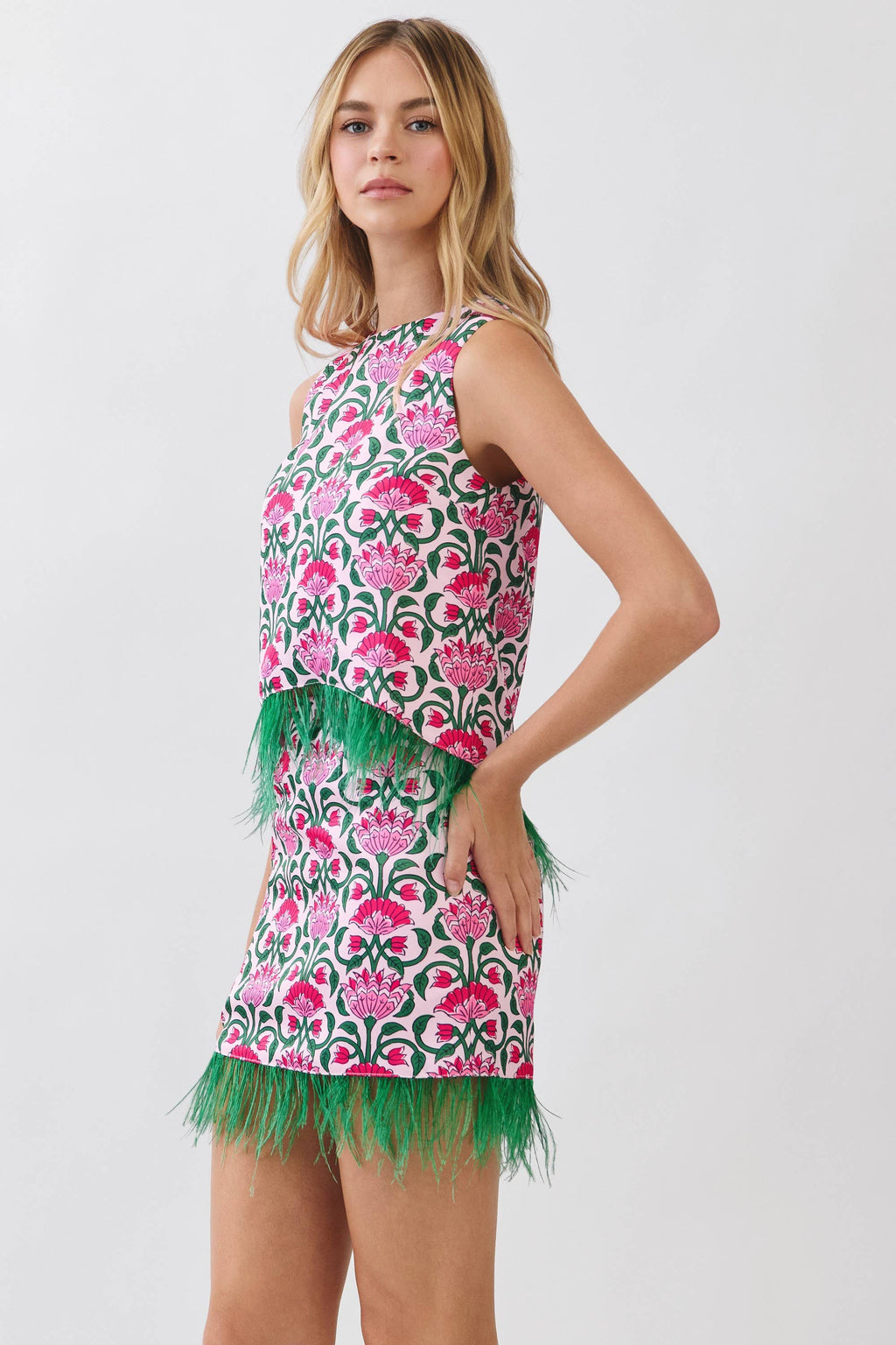 Feather & Flowers Mini Skirt