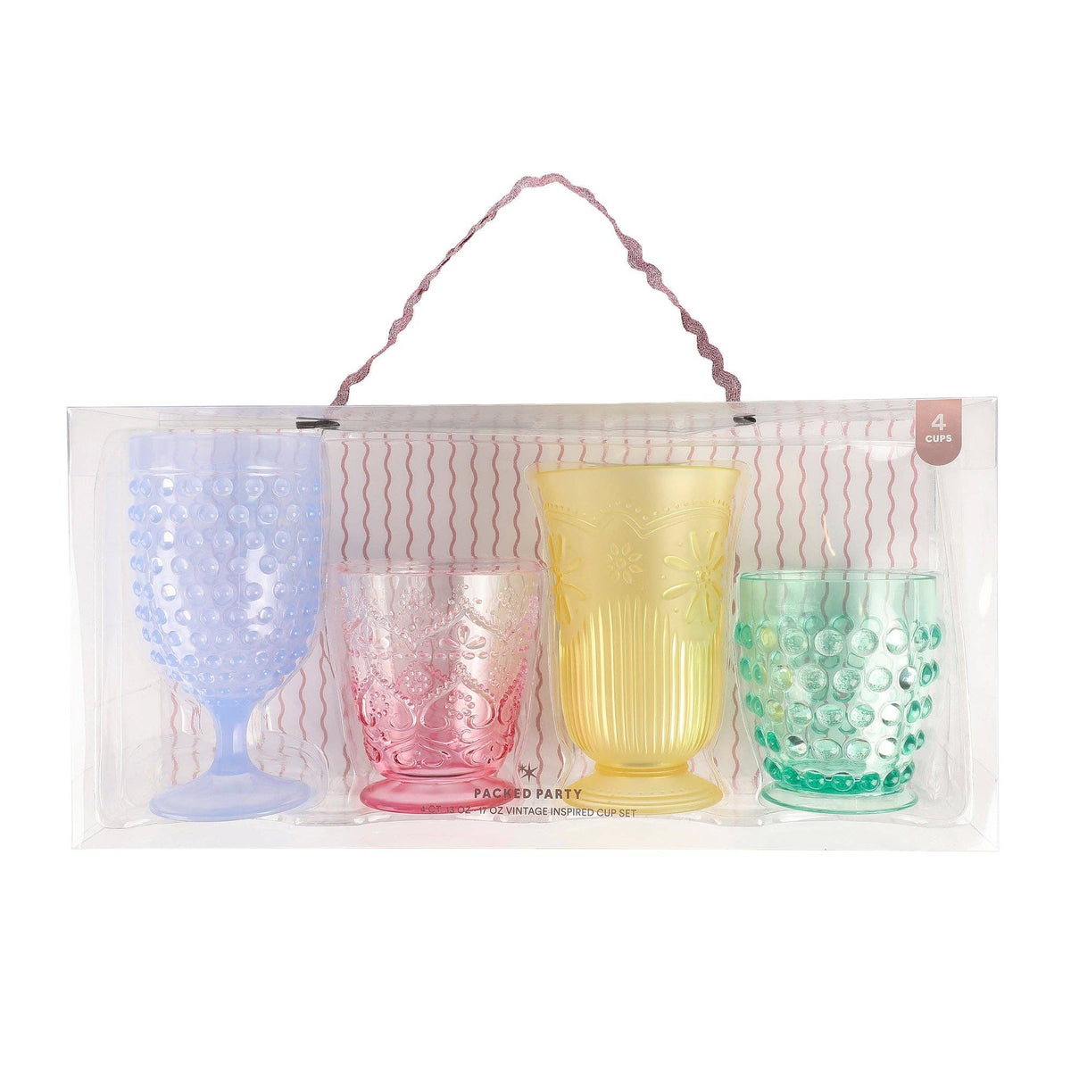 Reusable Pastel Vintage Cup Set (4 ct)