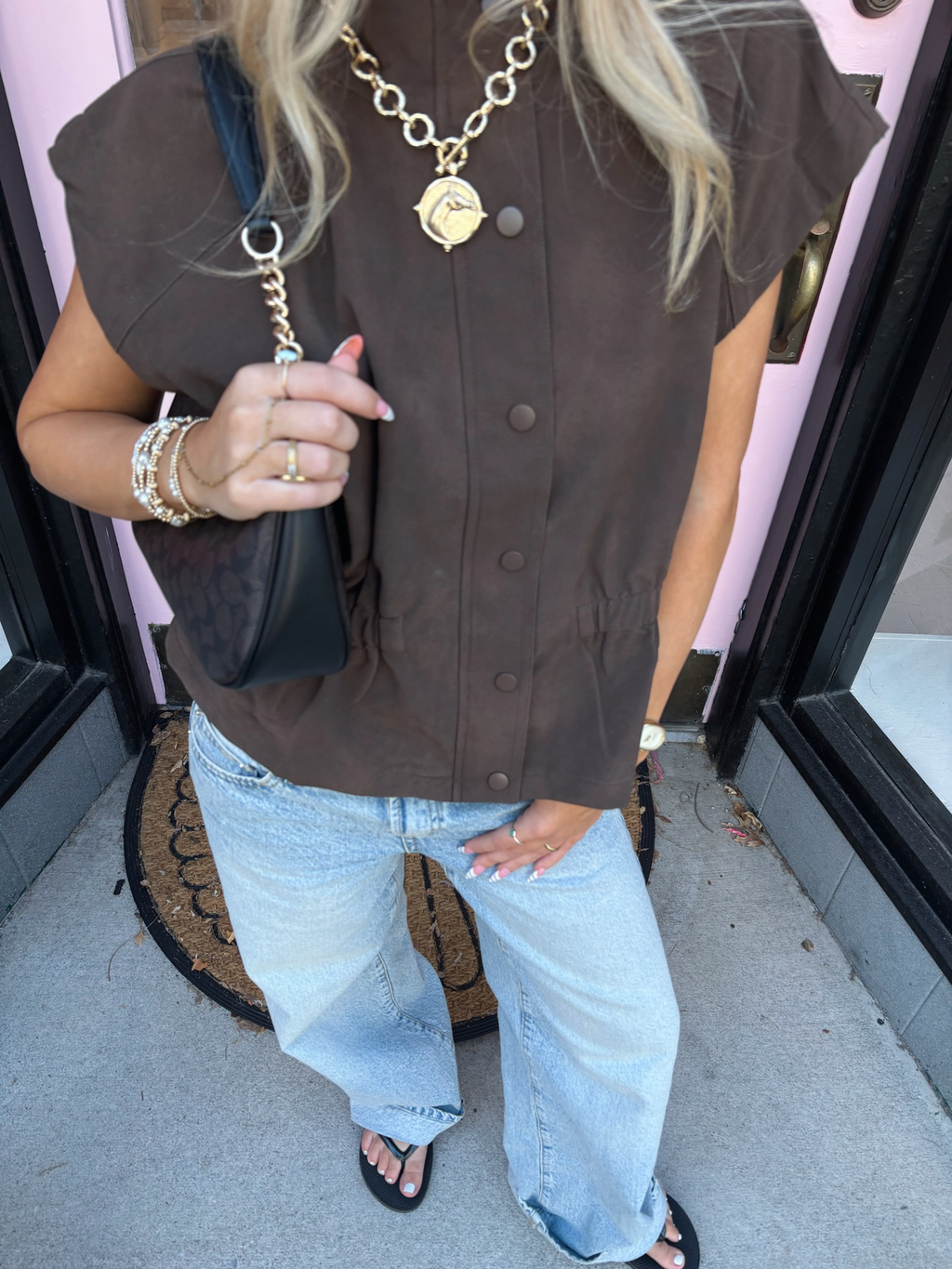 Brown Button Up Blouse
