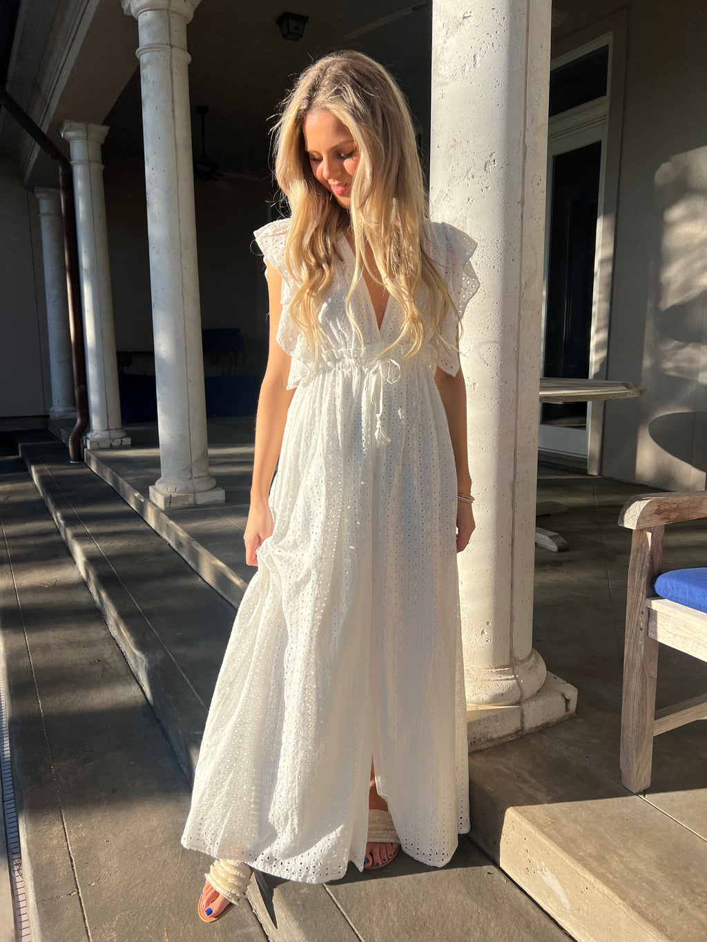Long white eyelet buddy love dress