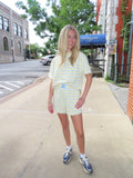 Yellow and Baby Blue Stripe Shorts