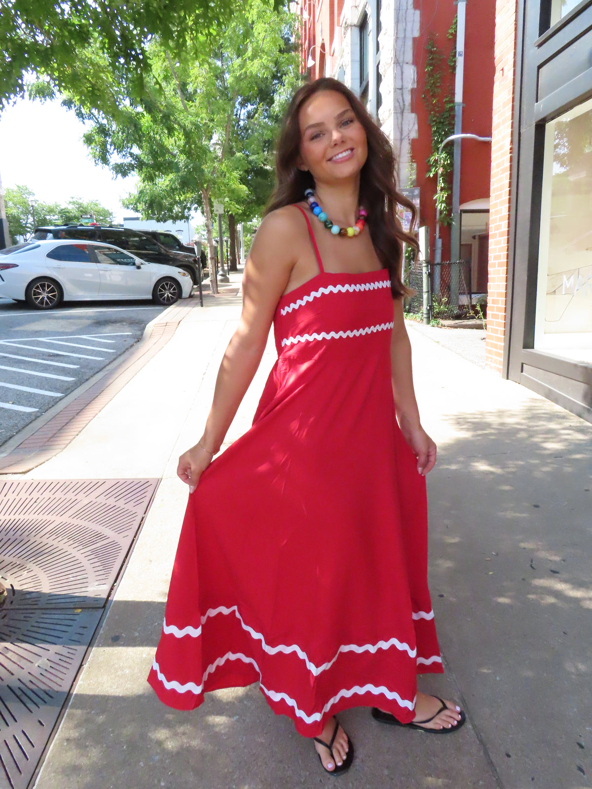 Red and White Rick Rack Dress