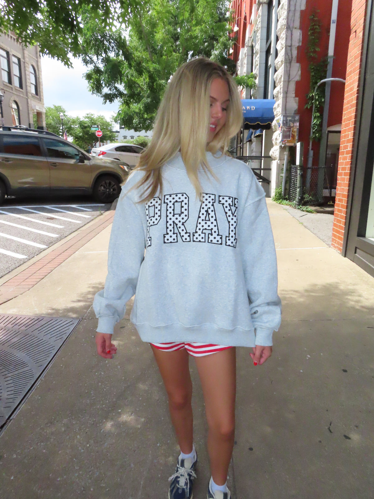Polka Dot Pray Mockneck Sweatshirt