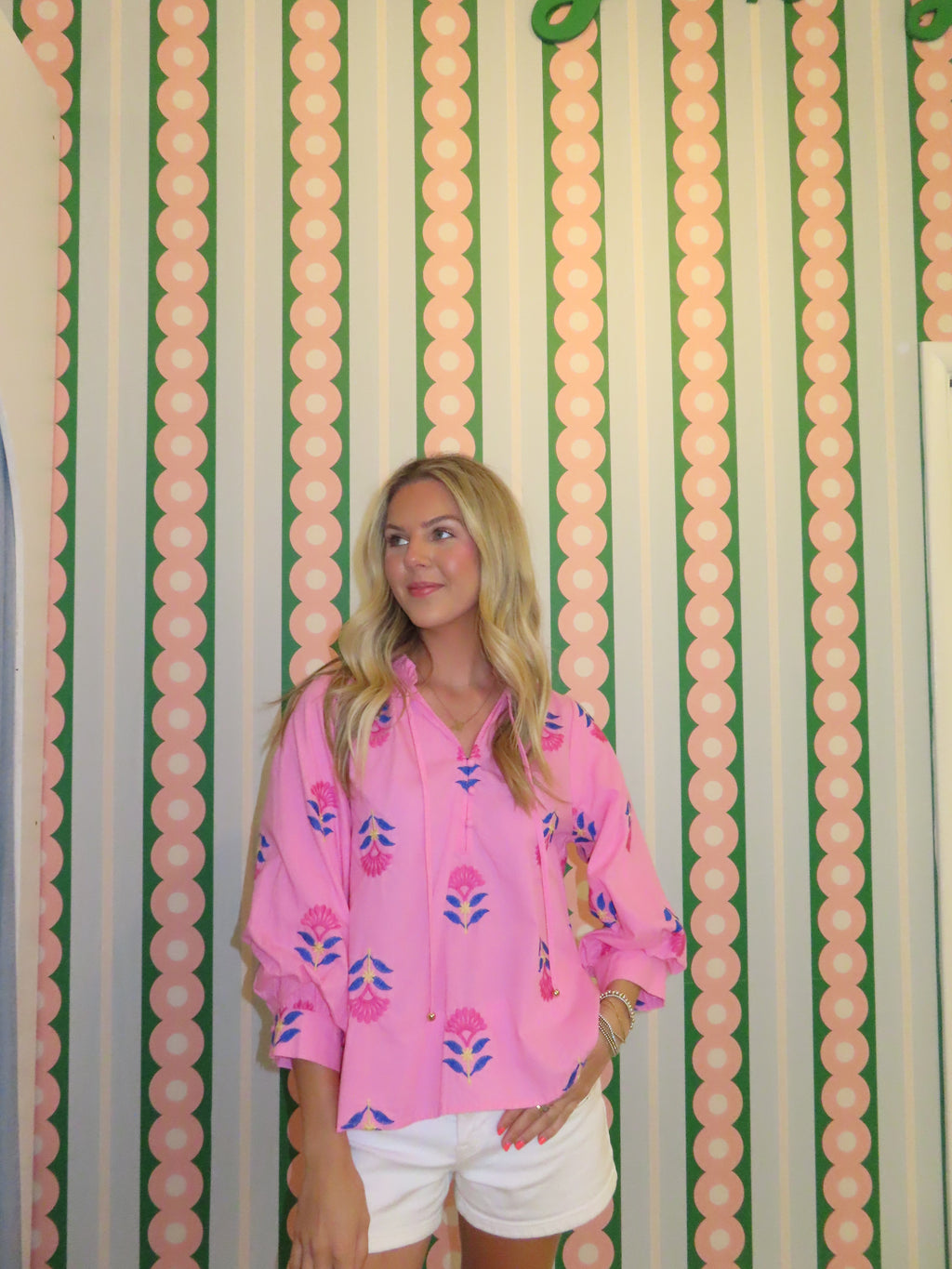 Long Sleeve Pink Floral Top