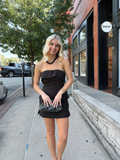 Strapless Peplum Top-Black