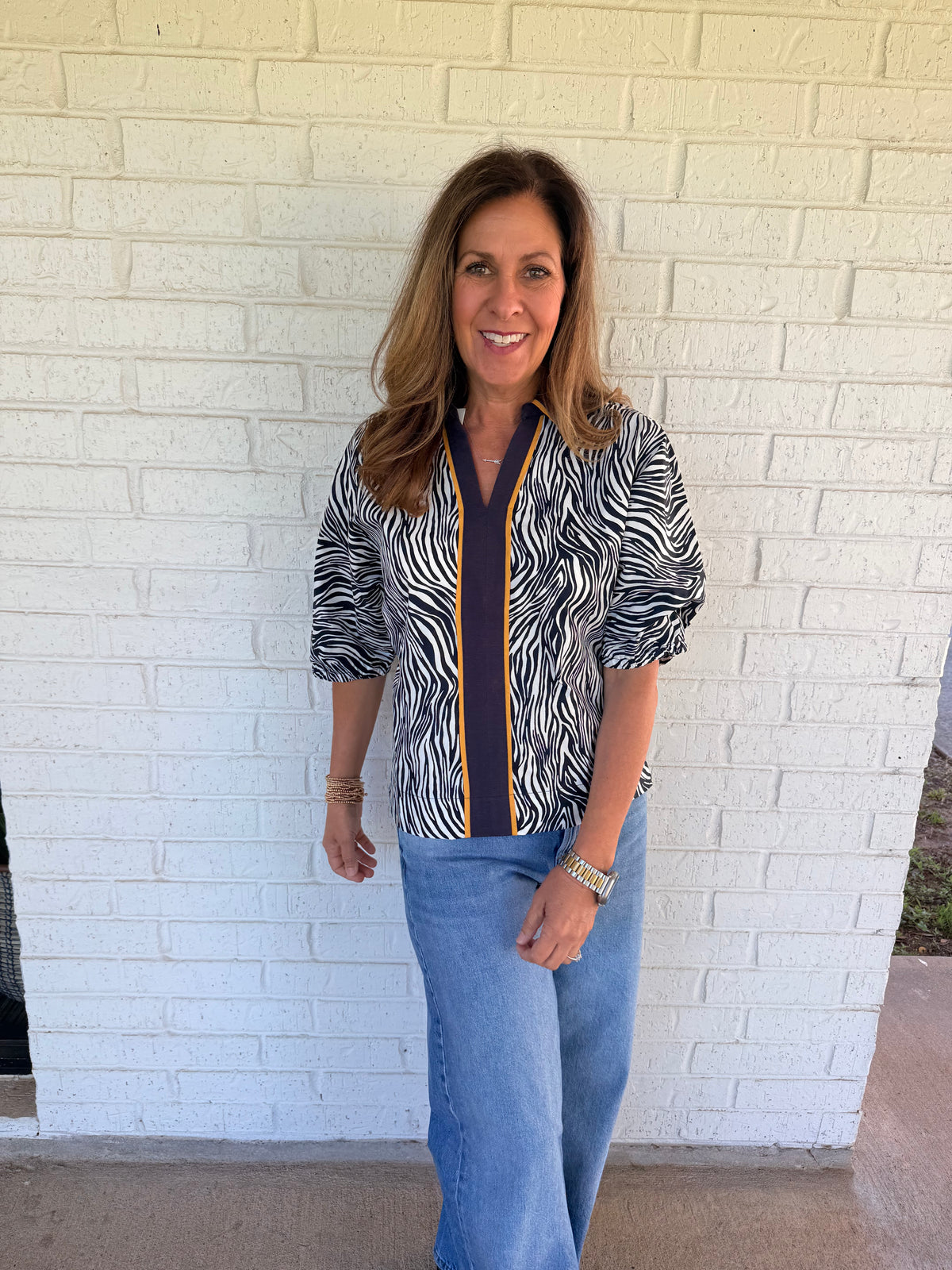 Navy Zebra Top