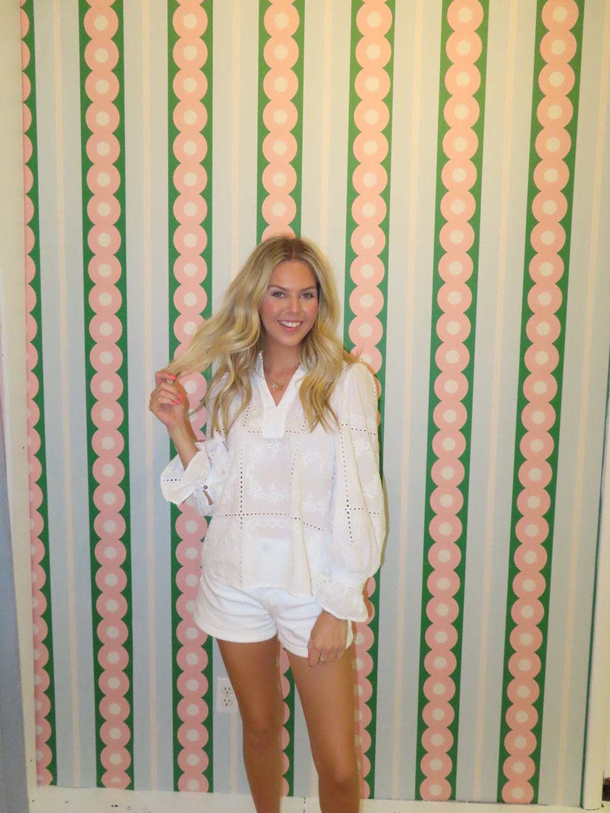 White Eyelet Top
