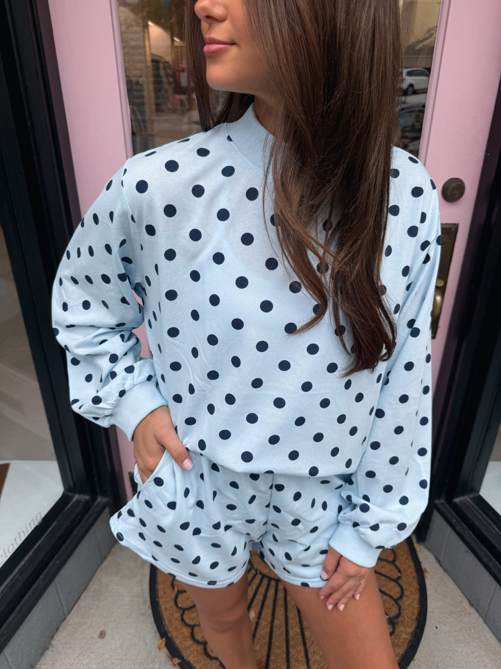Blue and Navy Polkadot Set