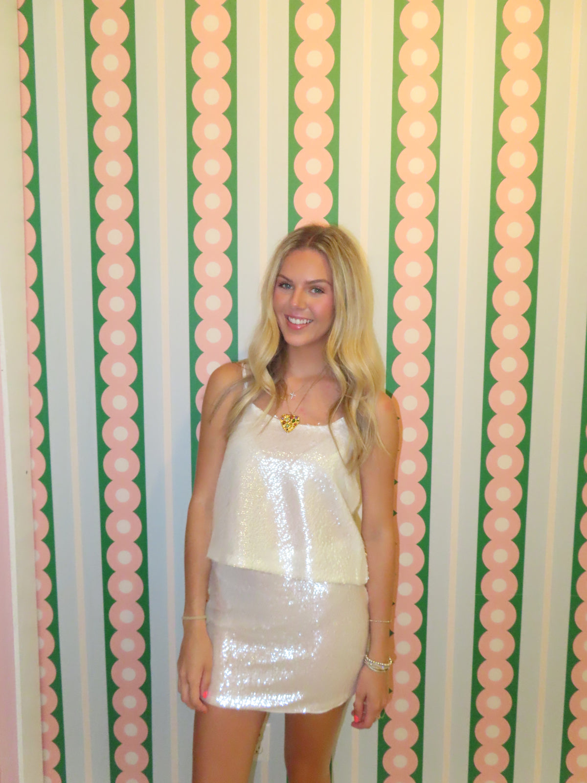 Sequin Mini Skirt- White