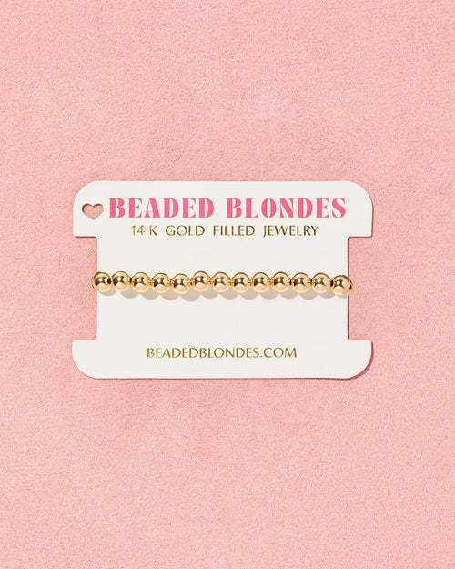 6MM Gold Beaded Bracelet - Beaded Blondes