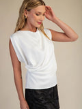 Drappy Neck White Top