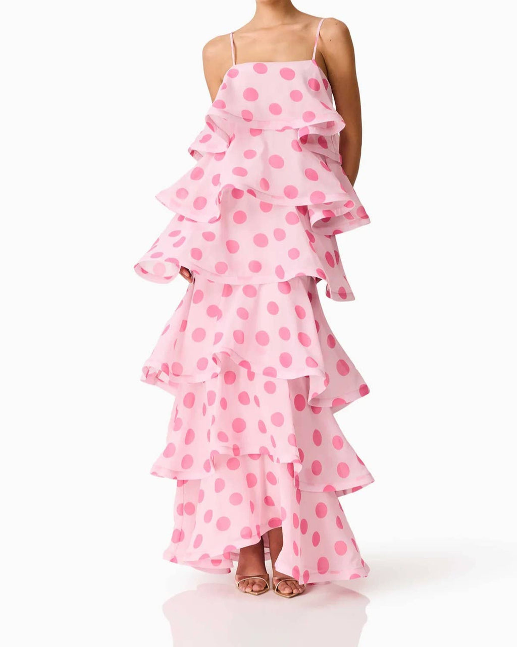 Polka Dot Print Multi-Layer Cake Fashion Cami Dress