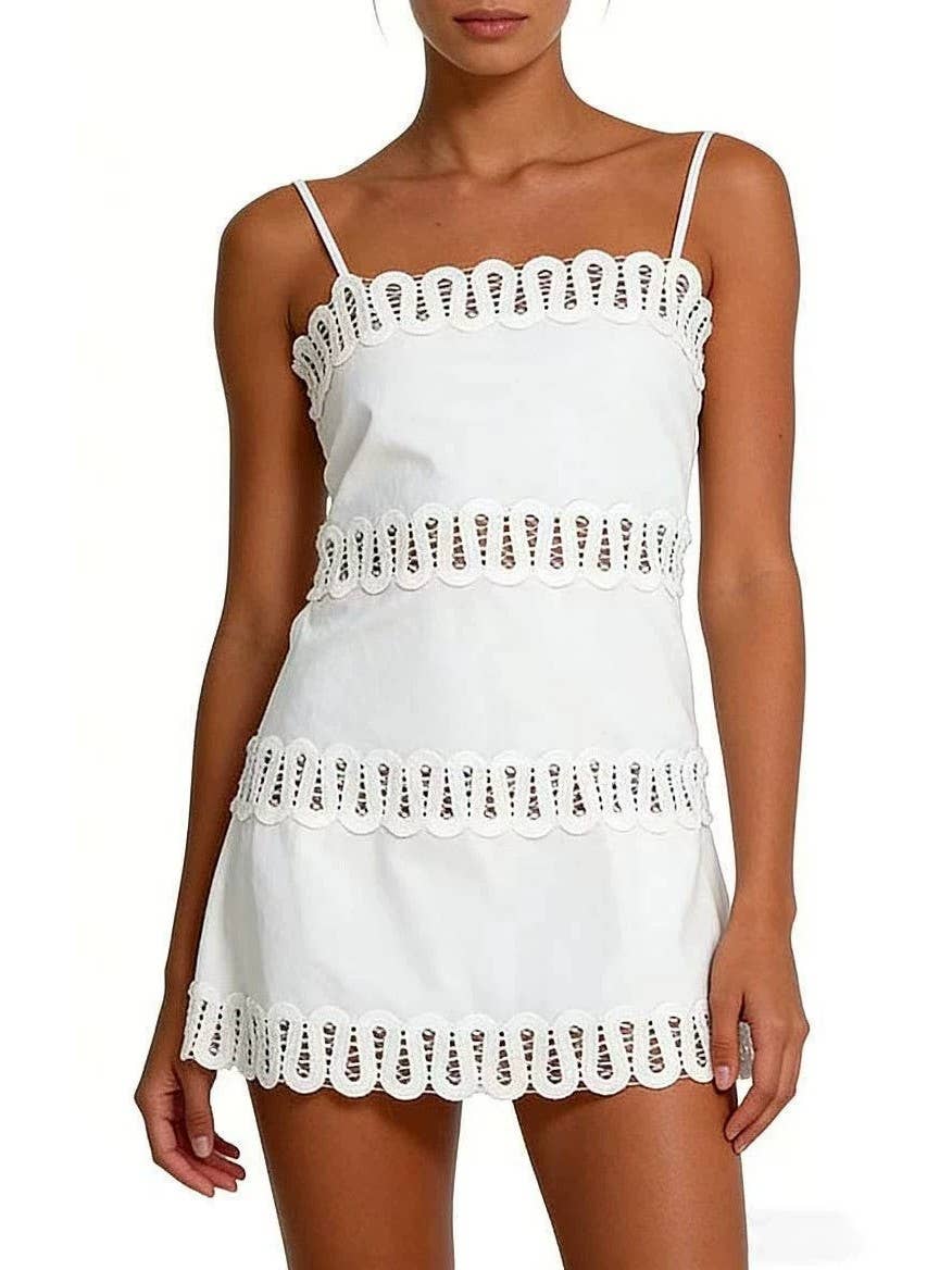 Vintage Floral Spaghetti Strap Dress Lace Patchwork Sundress